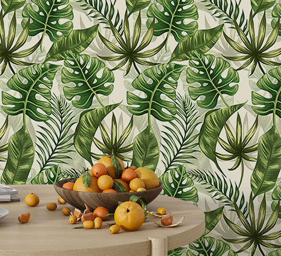 green-leaves-design-Seamless design repeat pattern wallpaper-thumb