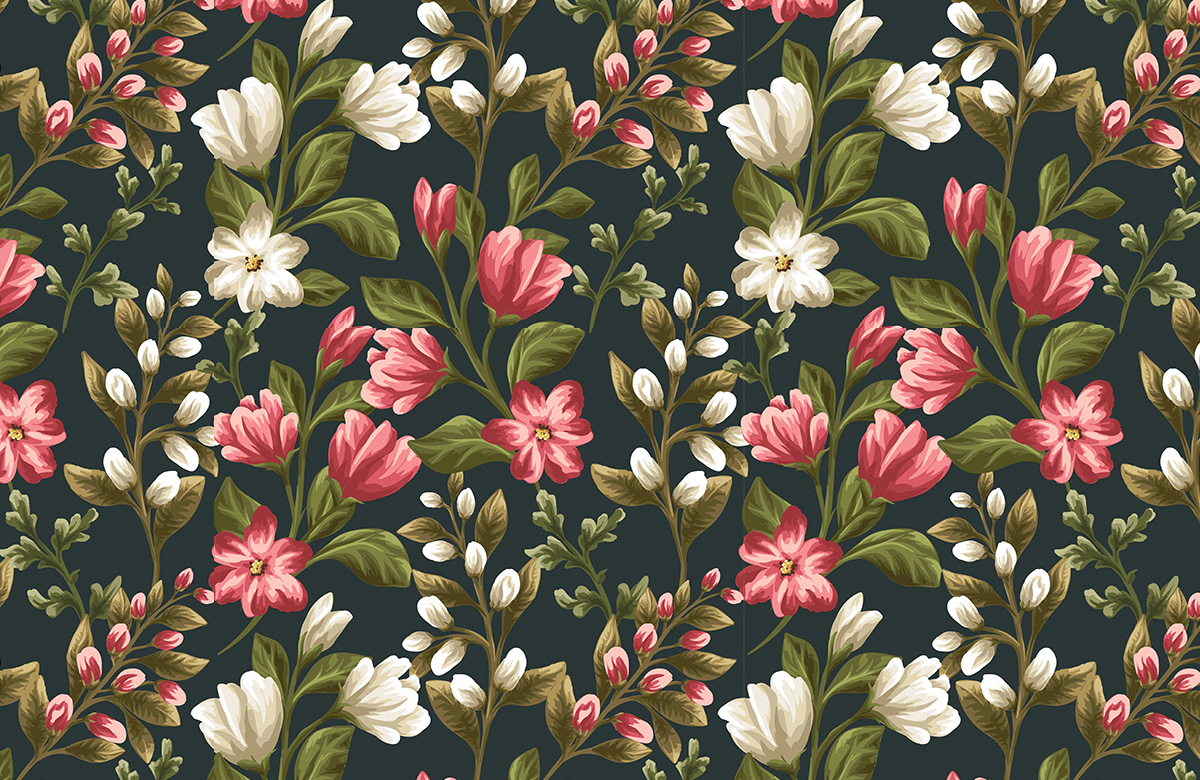 green-leaves-design-Seamless design repeat pattern wallpaper-roll