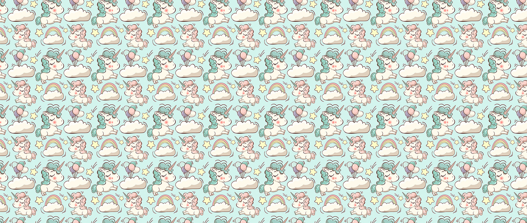 aqua-unicorn-design-Seamless design repeat pattern wallpaper-in-wide-room