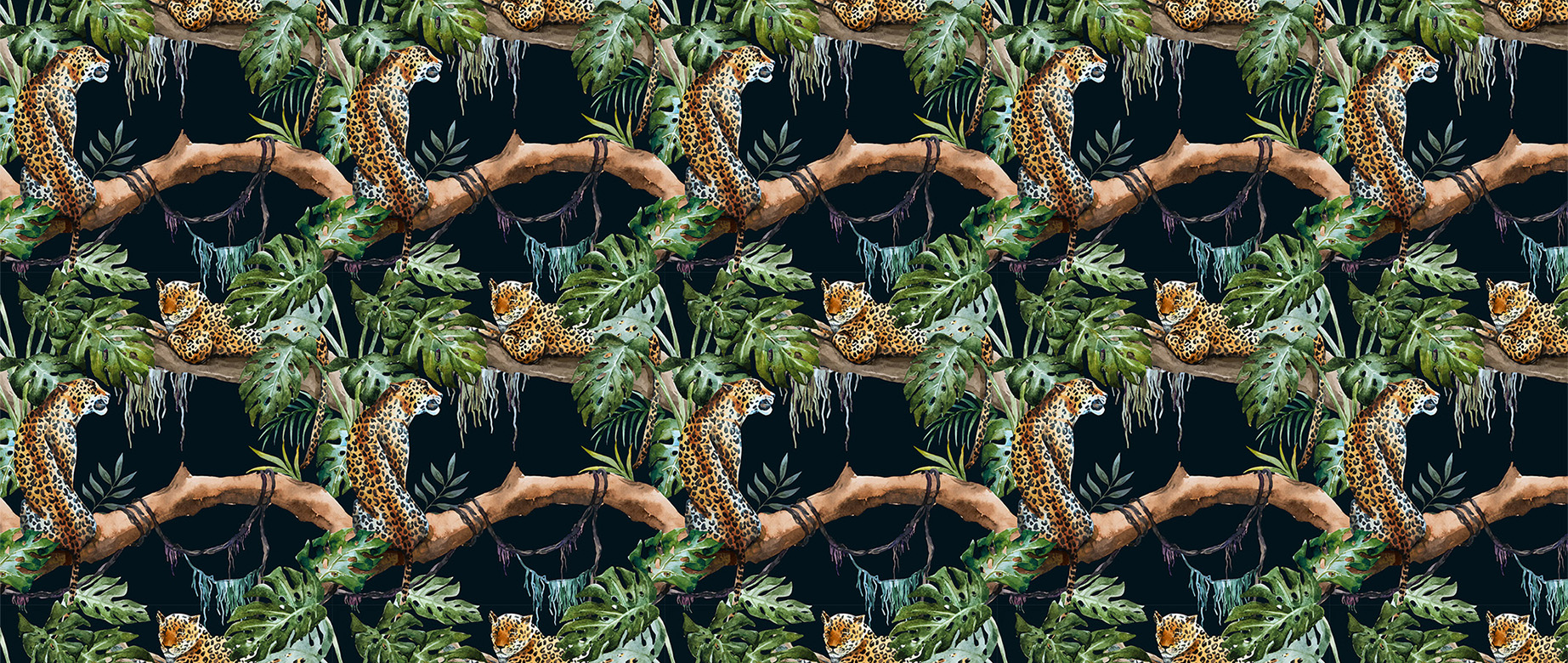black-animals-design-Seamless design repeat pattern wallpaper-in-wide-room