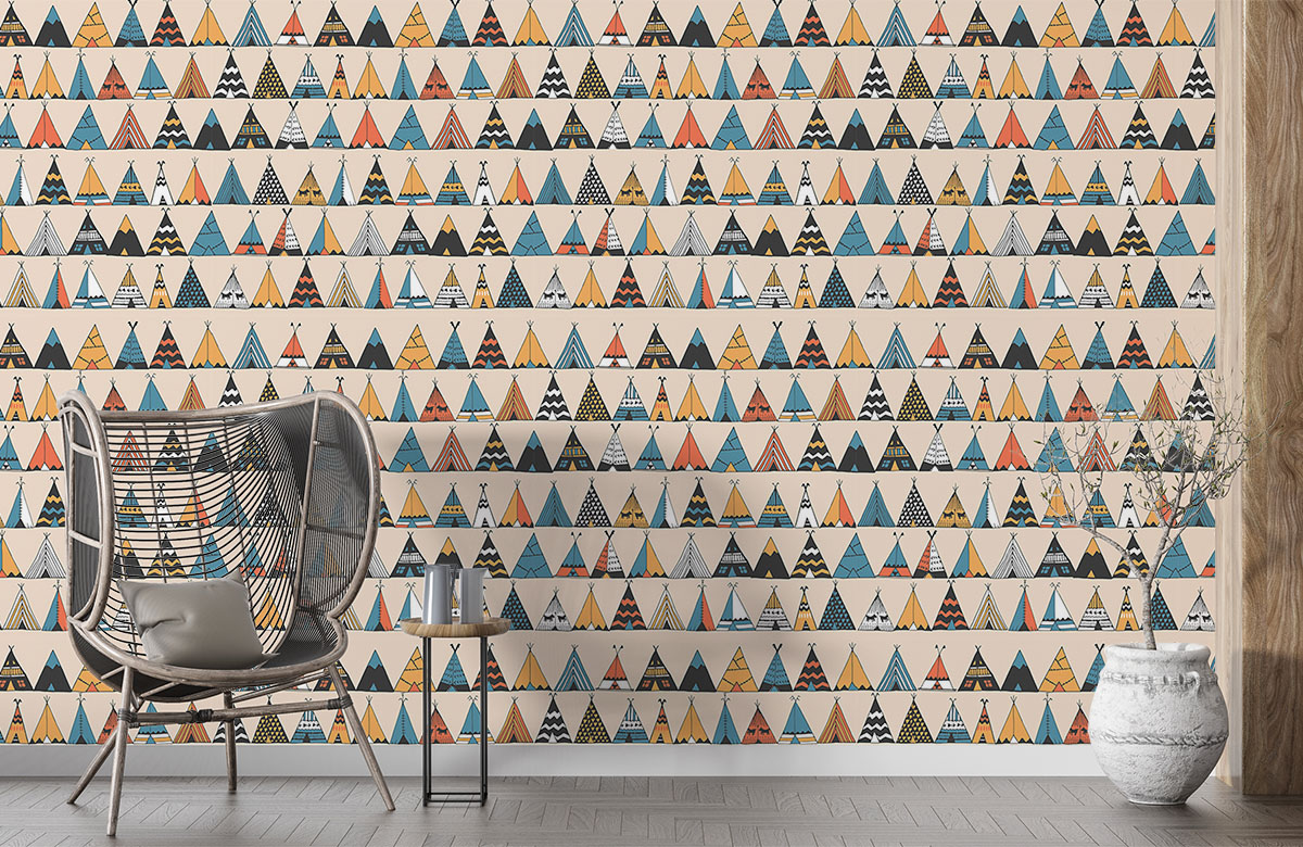 cream-tent-design-Seamless design repeat pattern wallpaper-with-chair