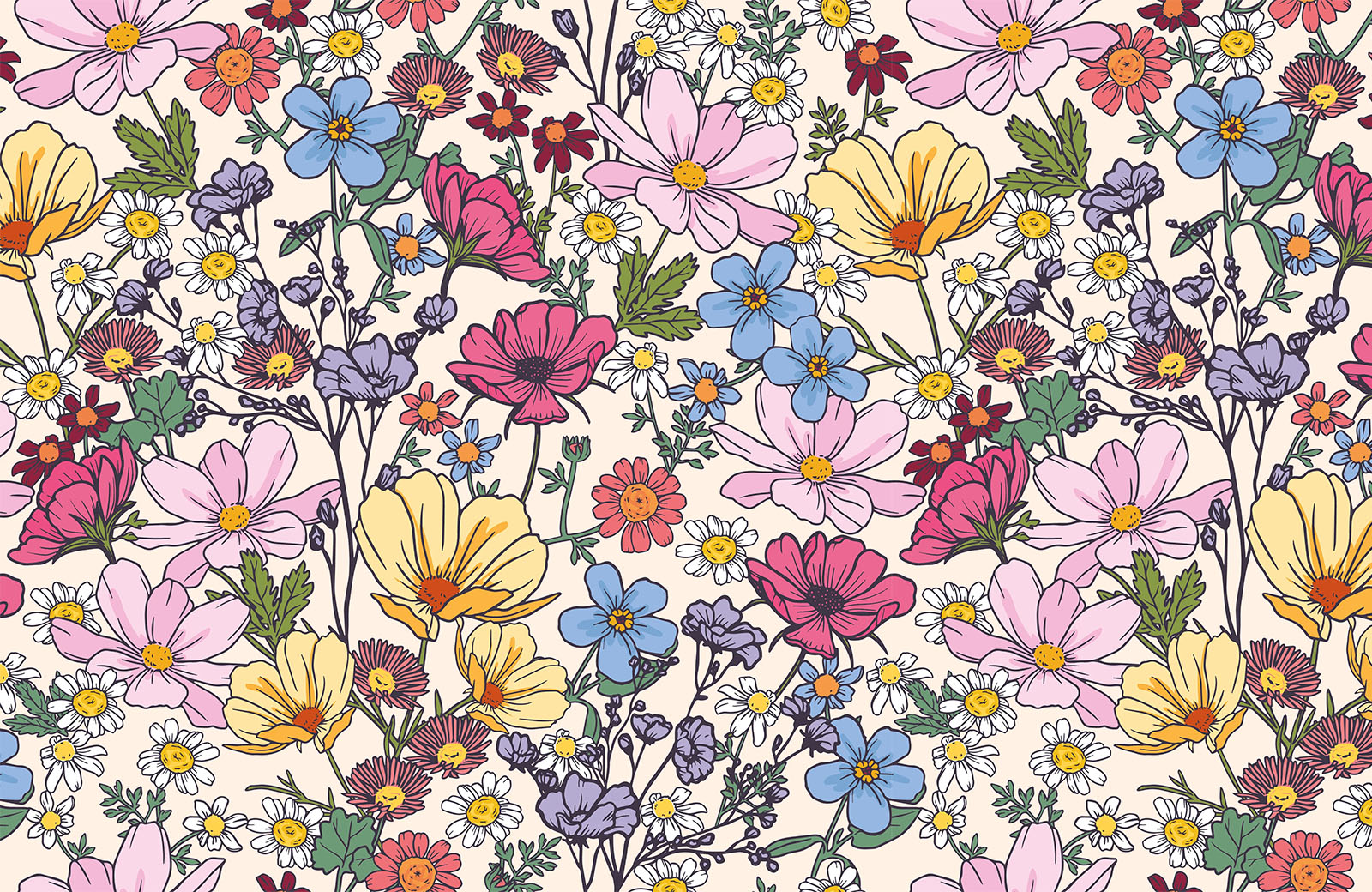 multi-coloured-flowers-in-garden-wallpaper-design