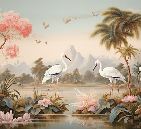 white-tropical-birds-near-a-lake-wallpaper-thumb