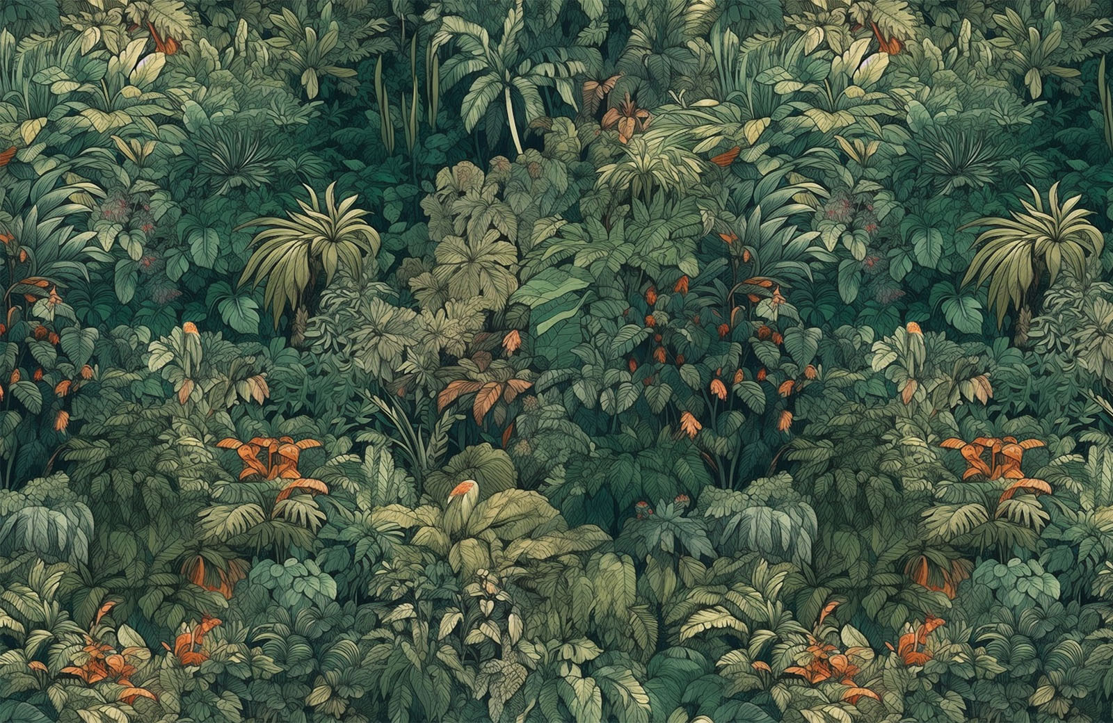 dense-tropical-plants-with-watercolour-leaves-wallpaper-design