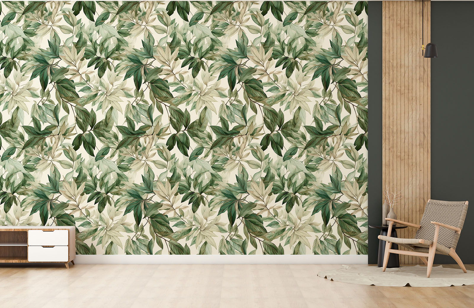 white-green-long-leaves-on-stem-wallpaper-with-chair