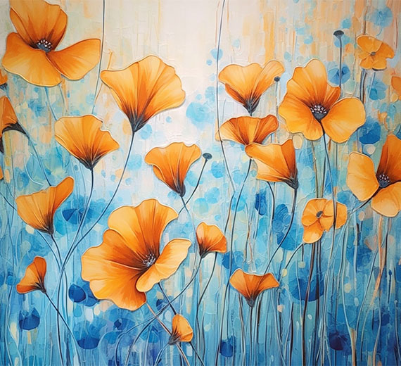 blue-leaf-orange-flowers-3d-wallpaper-wallpaper-thumb