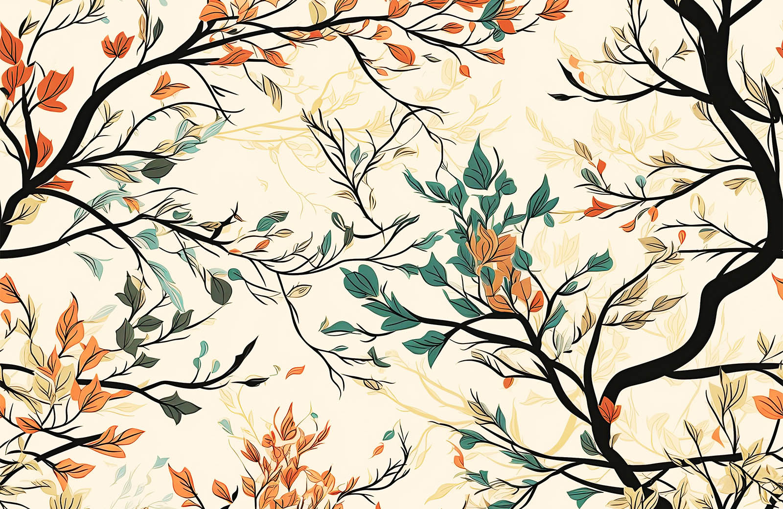 multi-coloured-leaves-branches-drawing-wallpaper-design