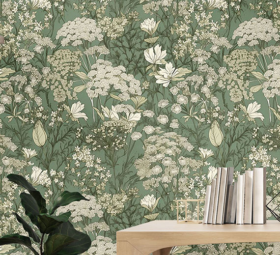green-background-beige-flower-buds-wallpaper-thumb