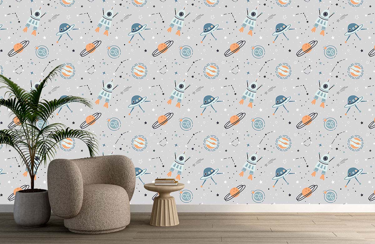 grey-kids-room-space-ship-planets-wallpaper-with-chair